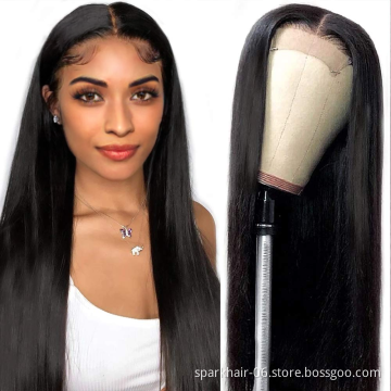 Long Straight Lace Closure Wig Human Hair Black Straight Wig for Black Women 4x4 Lace Closure Hair 150% Density baby hair